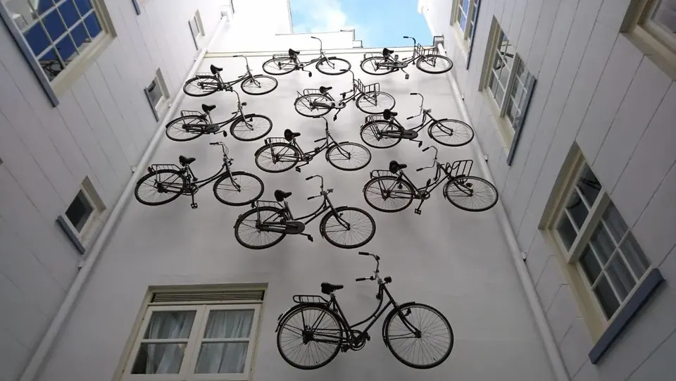 Bicycles beside an Amsterdam canal