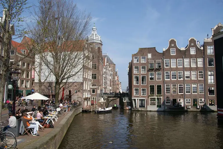 Canal houses beside the water in Amsterdam