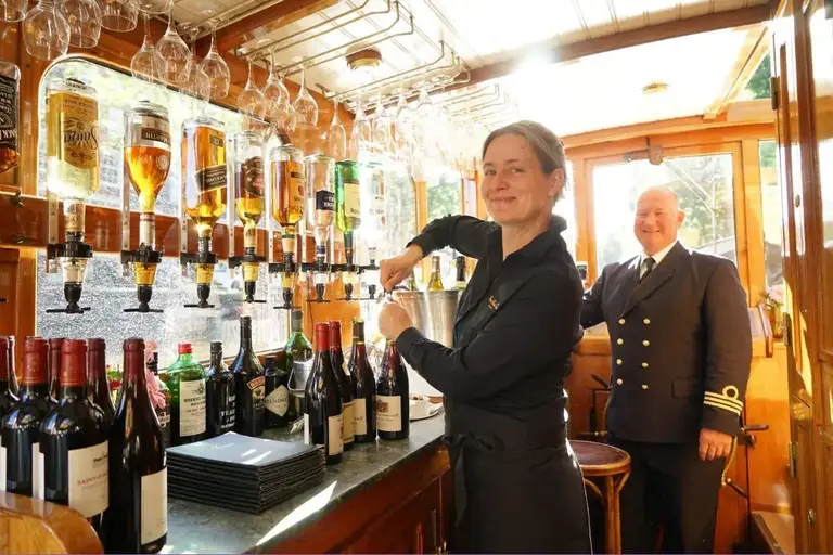 The bar on board a boat