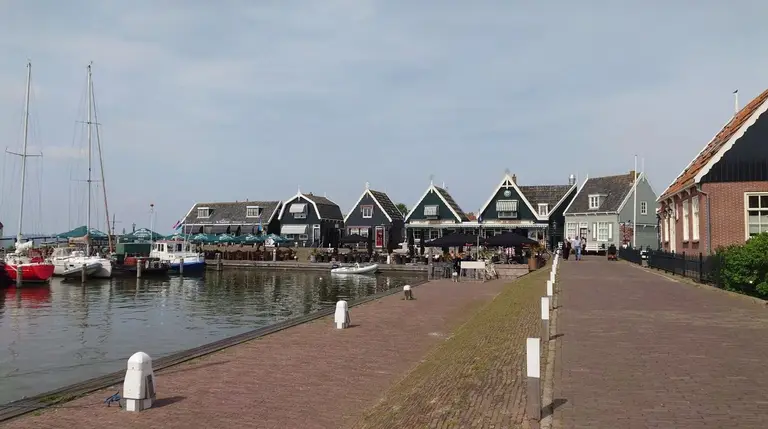 The harbour and wooden houses of Marken