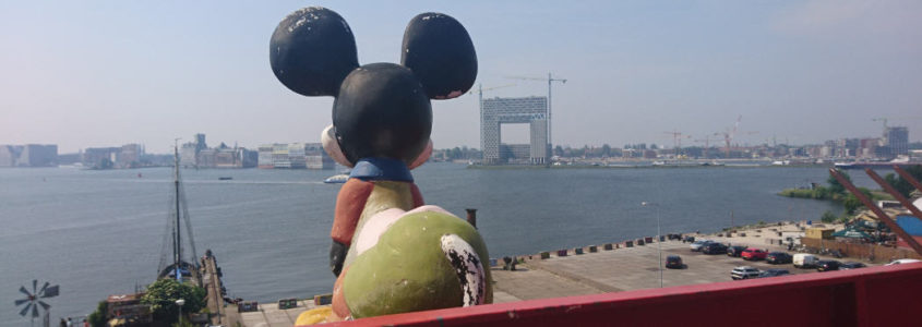 Miffy overlooking Amsterdam’s modern waterfront architecture