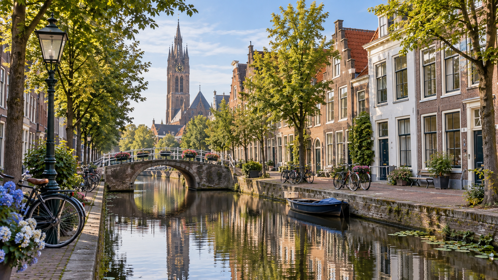 A historic canal in Delft