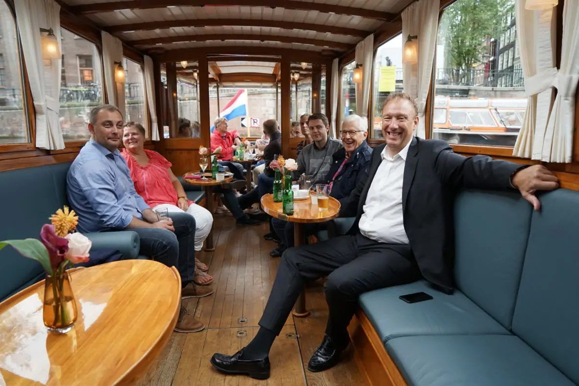 Inside a classic salon boat